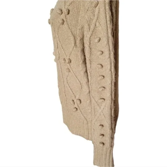 Cupcakes and Cashmere mock neck cable knit pompom sweater size medium - Picture 4 of 14